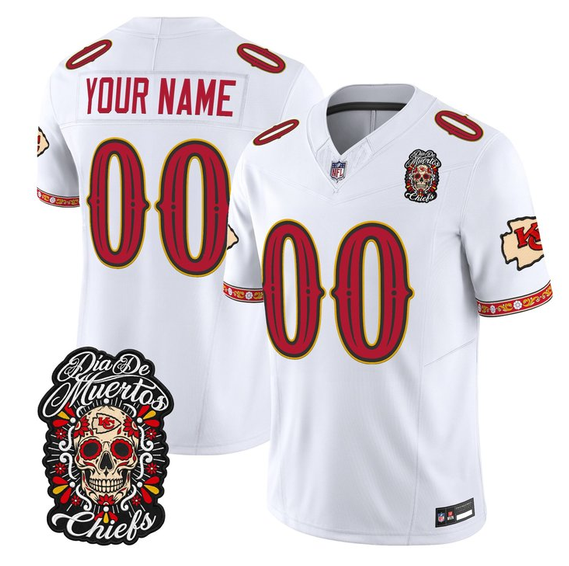 Men's Kansas City Chiefs Active Player Custom White F.U.S.E. Día de los Muertos Vapor Limited Stitched Football Jersey